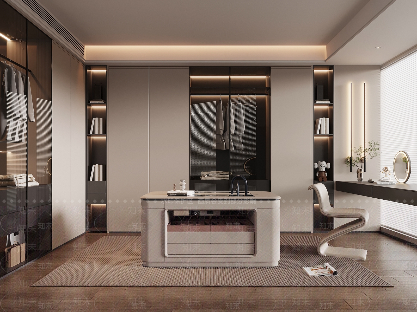 现代衣帽间3D模型下载【ID:1185582659】