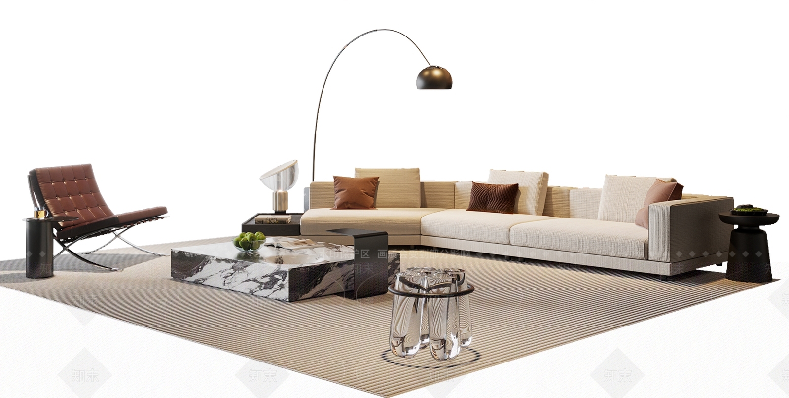 现代简约沙发组合SU模型下载【ID:1185588109】