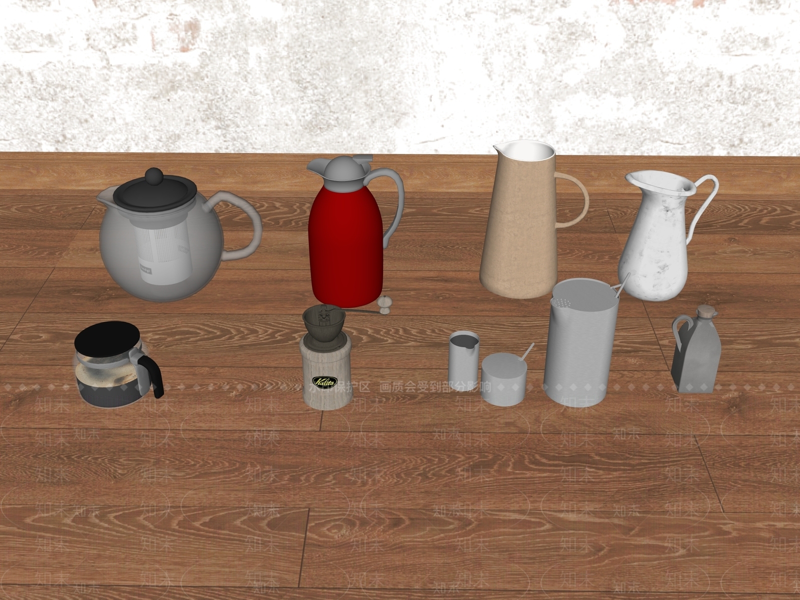 厨房用品组合SU模型下载【ID:1185590619】