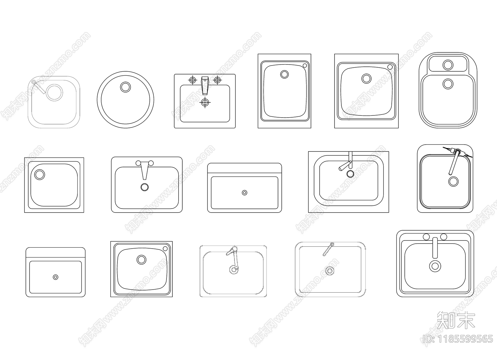 现代厨房设施施工图下载【ID:1185599565】