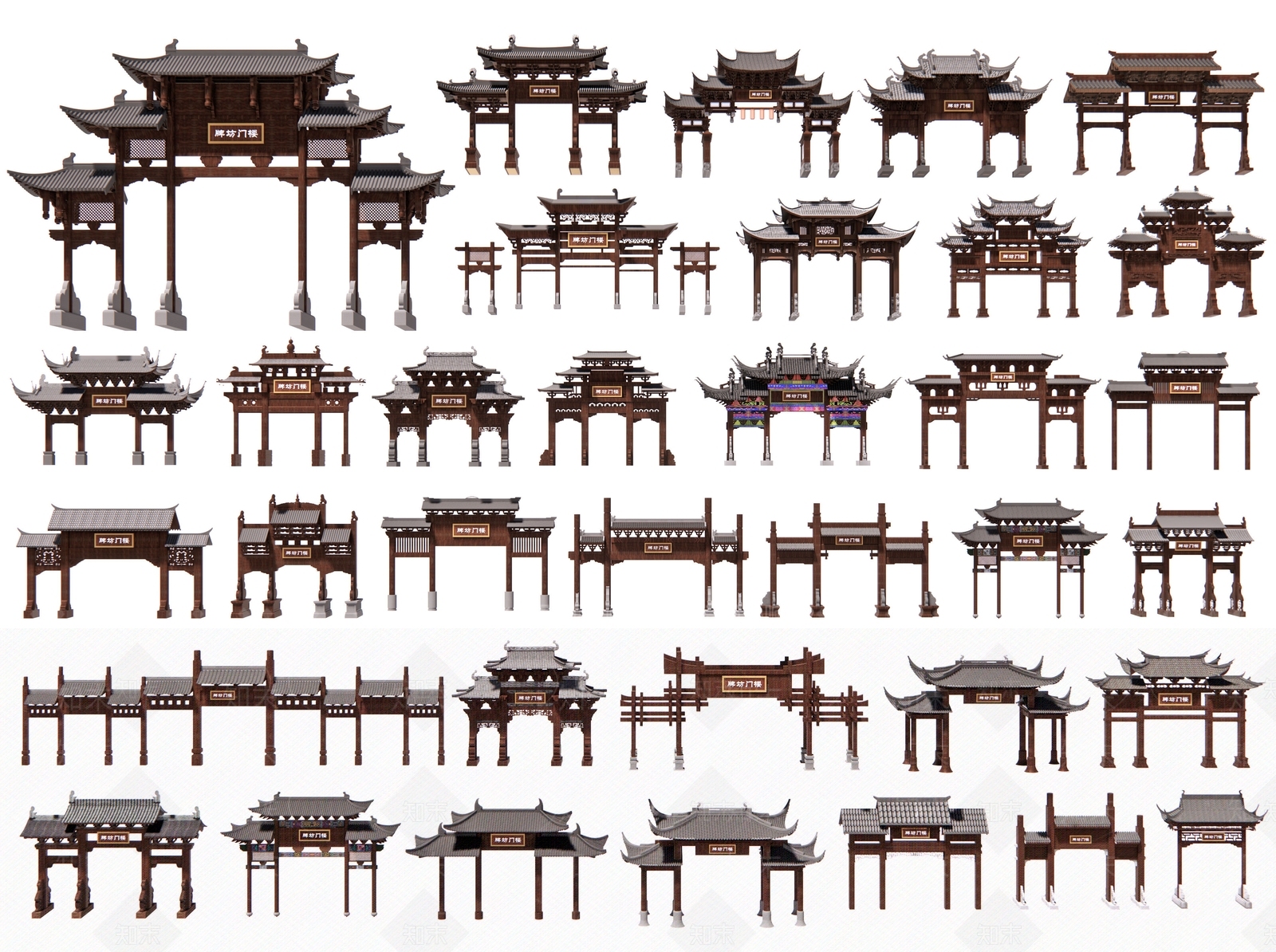 中式牌坊牌楼SU模型下载【ID:1185600651】