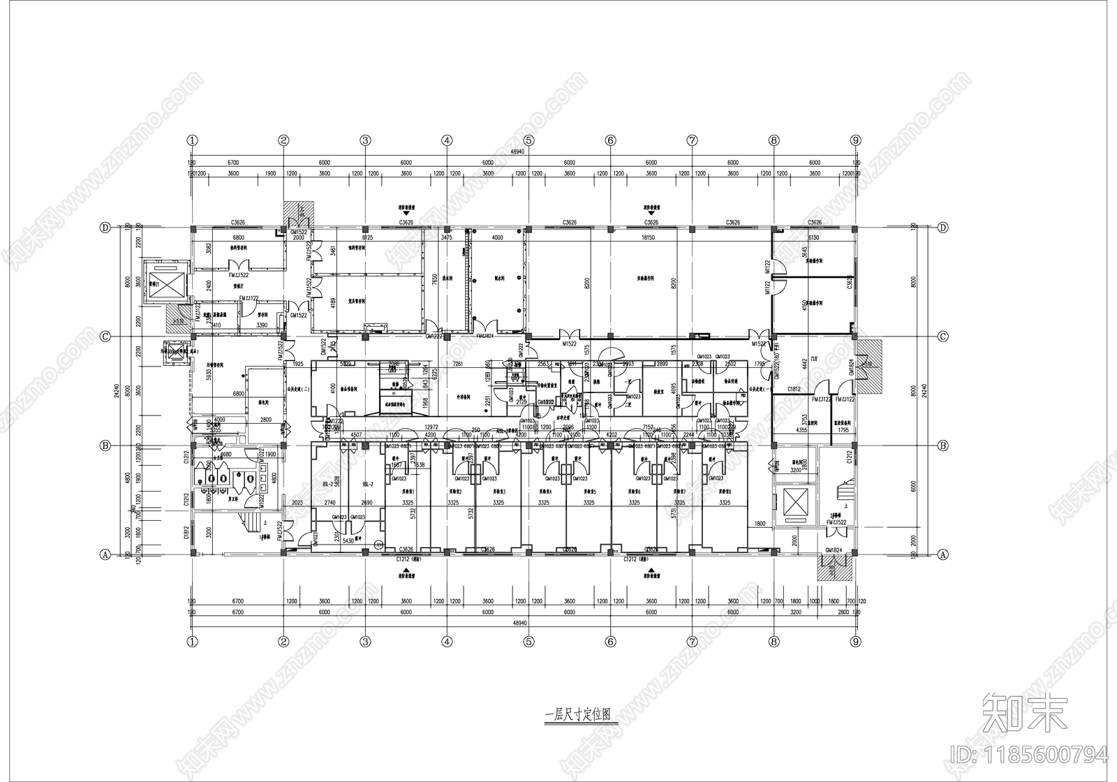 现代整体办公空间cad施工图下载【ID:1185600794】