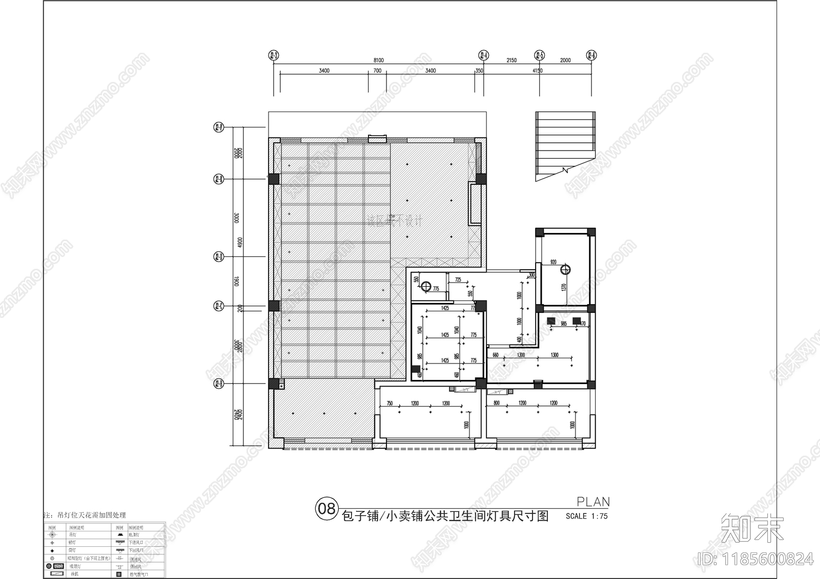 新中式快餐店cad施工图下载【ID:1185600824】