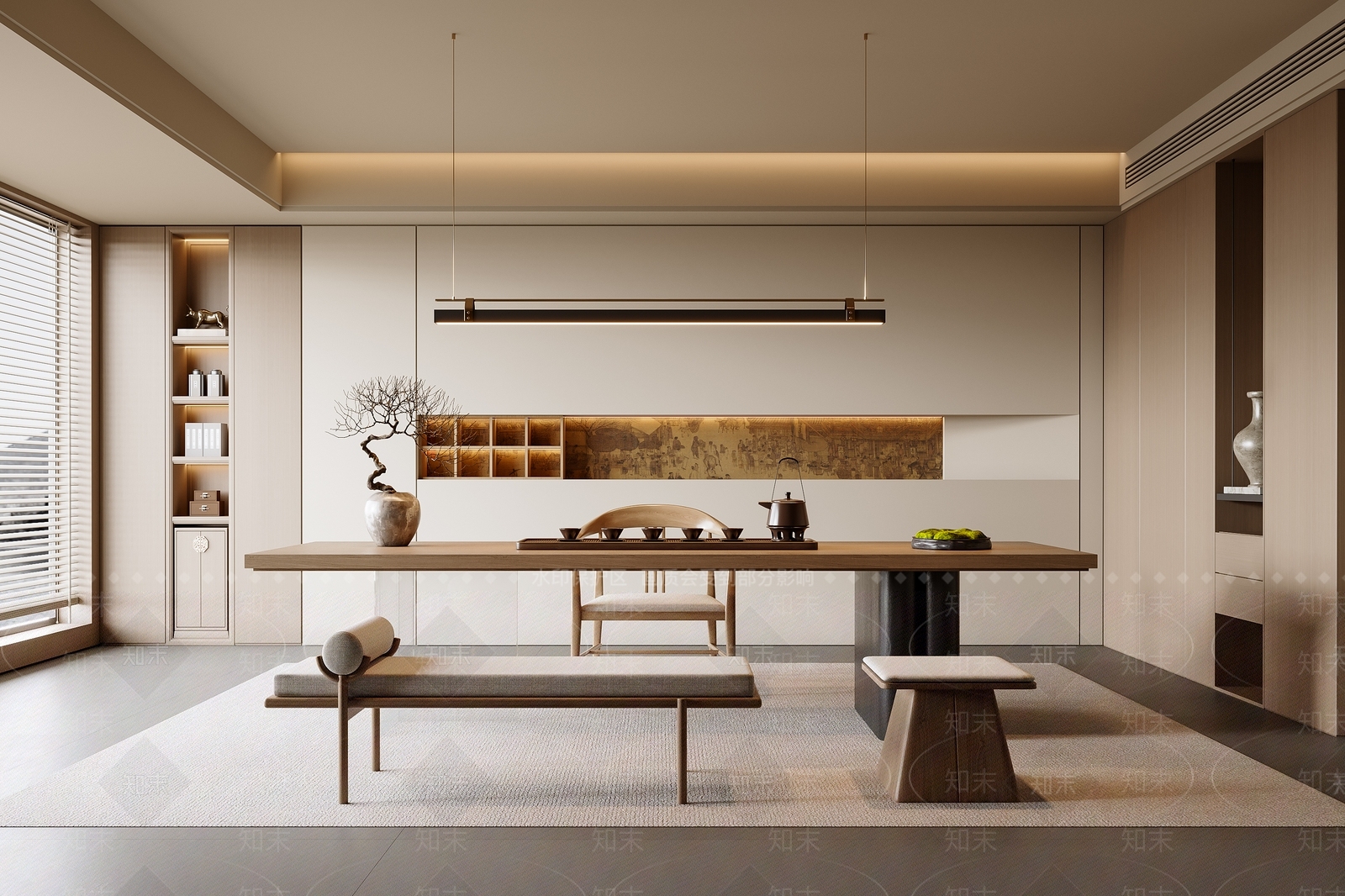 新中式中式茶室SU模型下载【ID:1185603571】