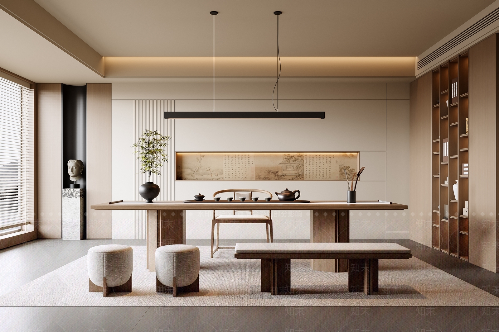 新中式中式茶室SU模型下载【ID:1185603516】