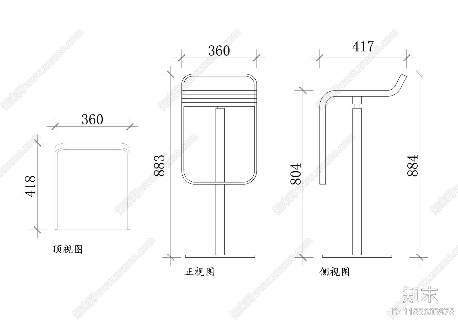 现代椅子施工图下载【ID:1185603978】