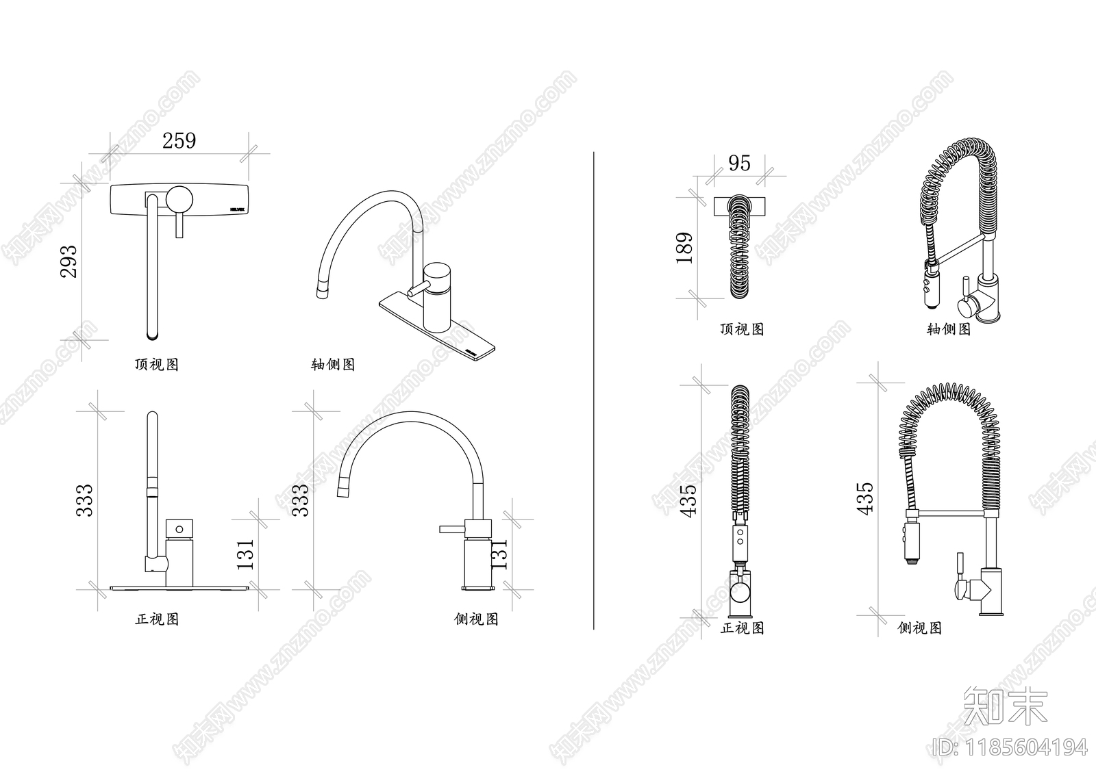现代厨房设施施工图下载【ID:1185604194】