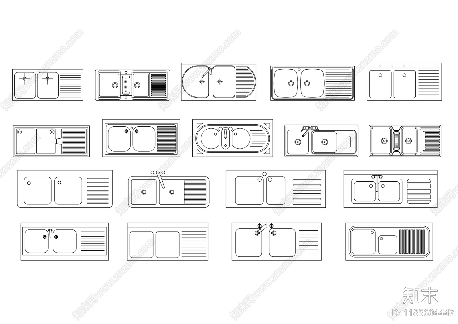现代厨房设施施工图下载【ID:1185604447】