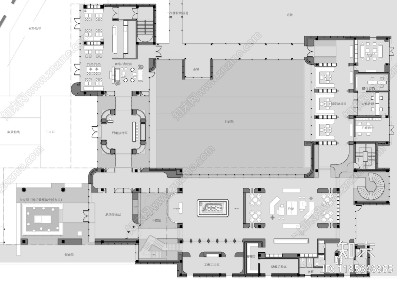 现代售楼处cad施工图下载【ID:1185646865】