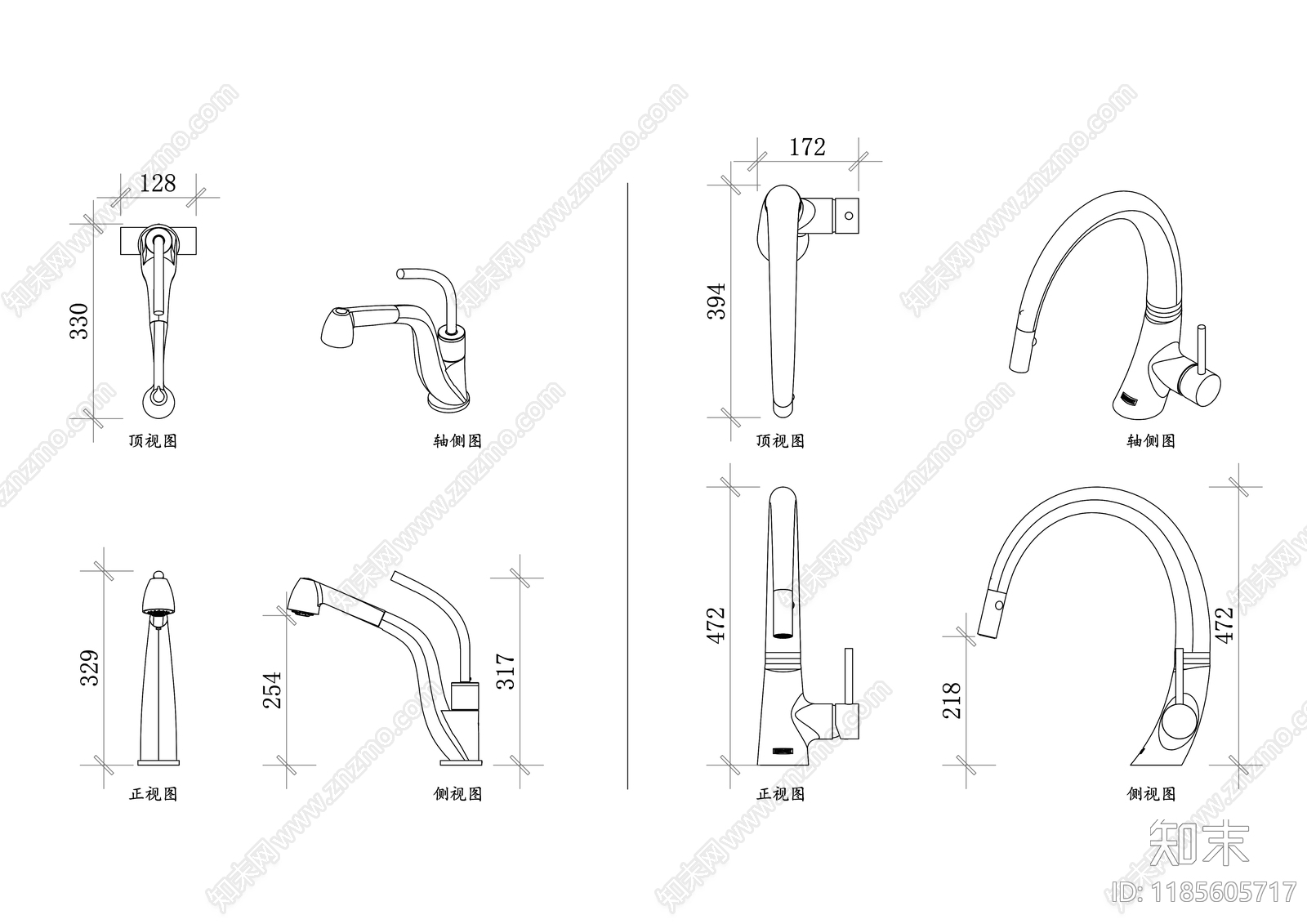 现代厨房设施施工图下载【ID:1185605717】
