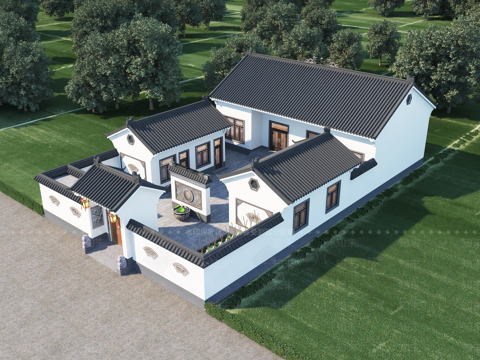 新中式中式四合院3D模型下载【ID:1185606020】