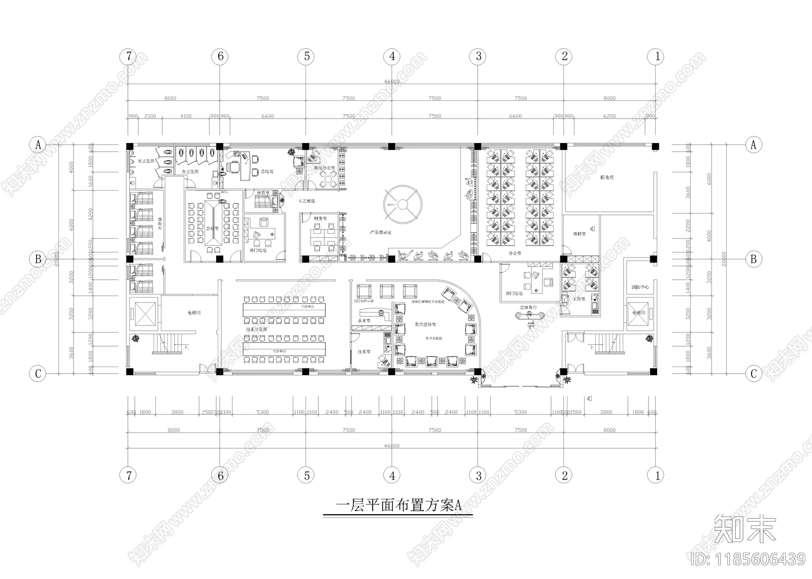 现代整体办公空间cad施工图下载【ID:1185606439】