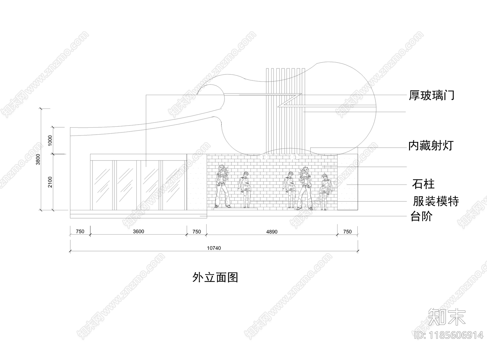 现代服装店cad施工图下载【ID:1185606914】