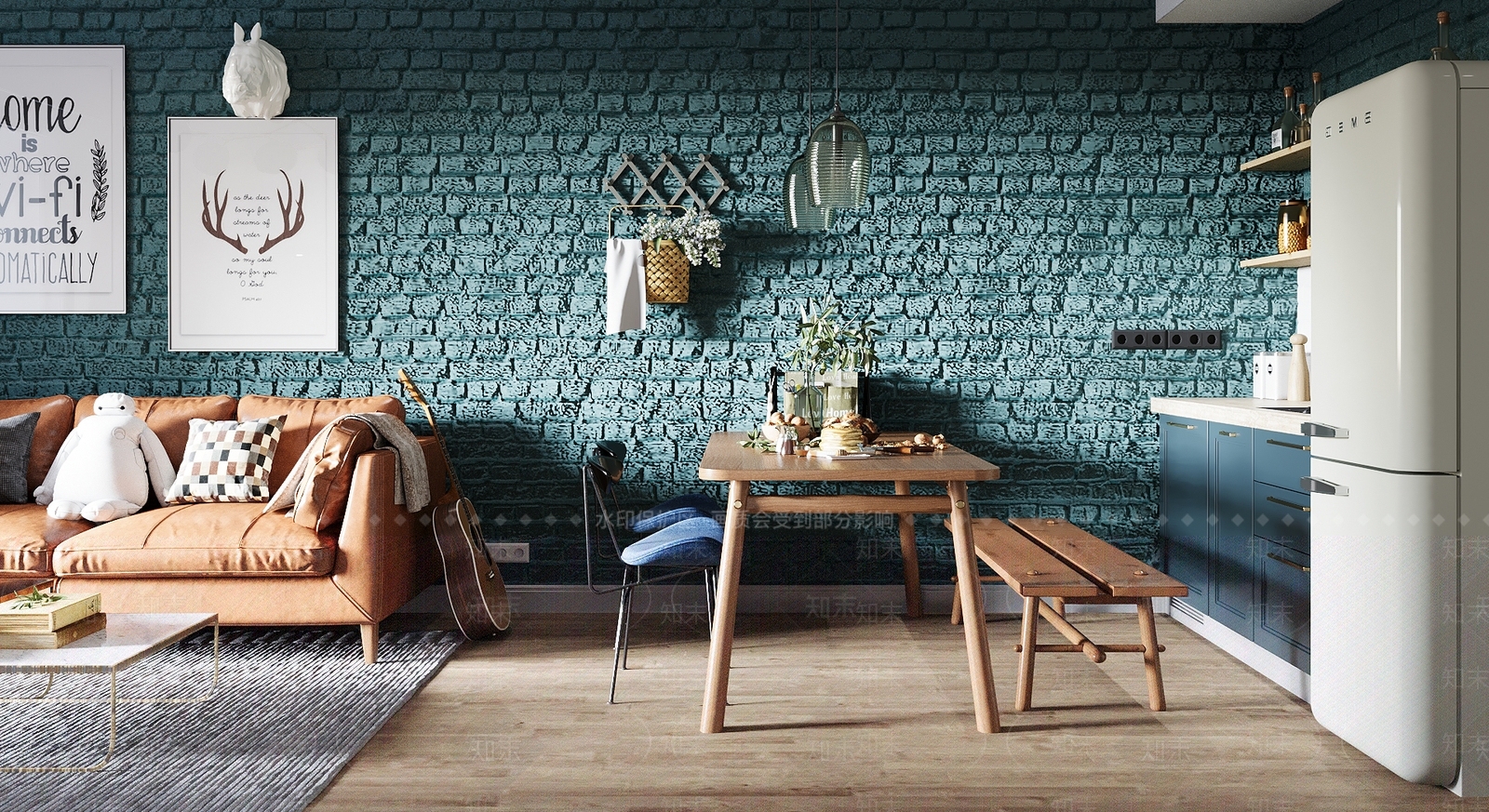 现代北欧客餐厅3D模型下载【ID:1185607449】