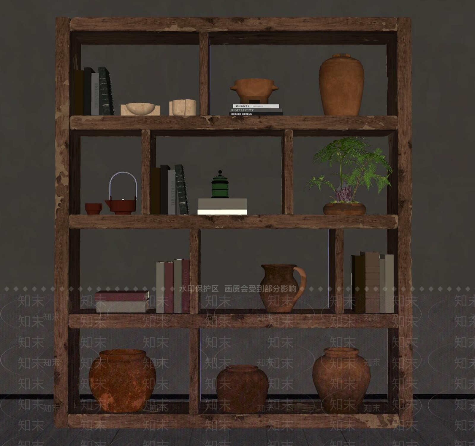 新中式置物架SU模型下载【ID:1185609538】