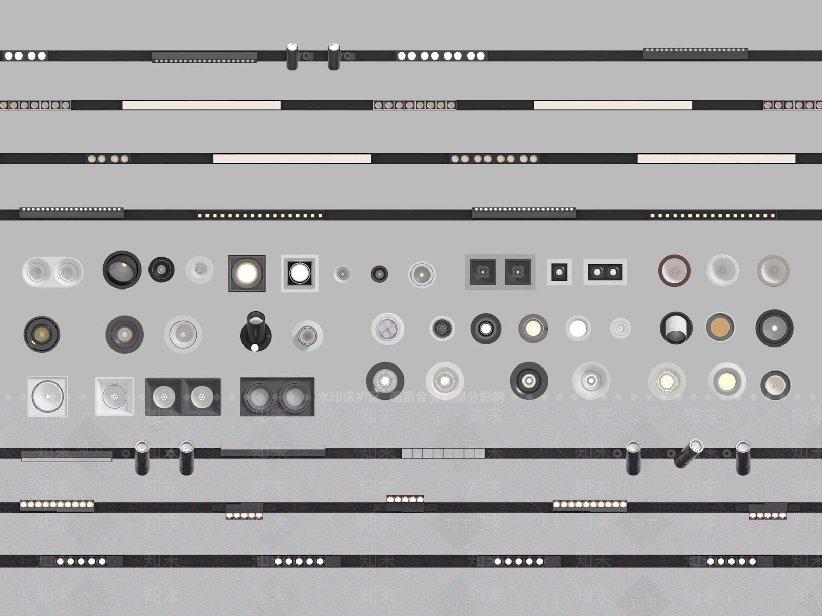 现代灯具组合3D模型下载【ID:1185614679】