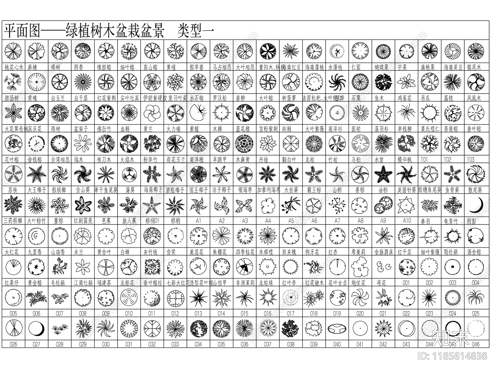 2025最新超全CAD绿植图库cad施工图下载【ID:1185614838】