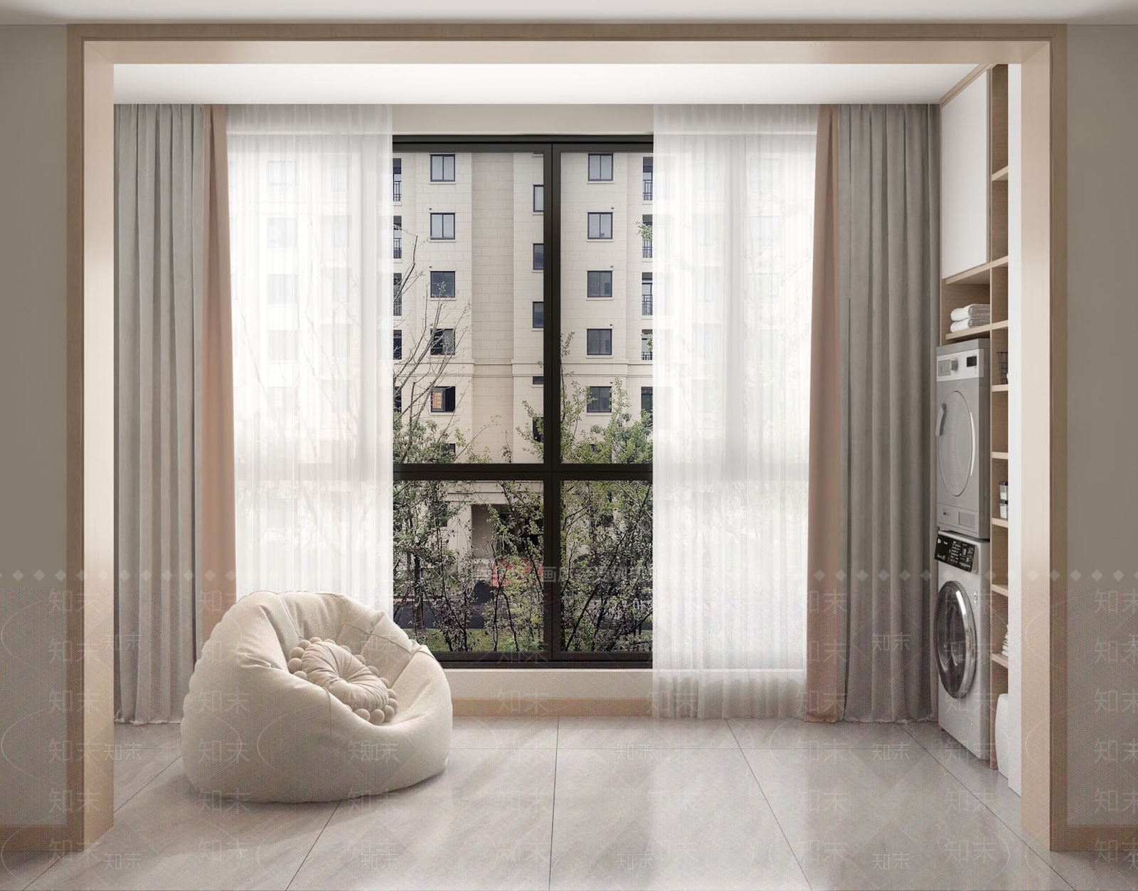 现代原木阳台3D模型下载【ID:1185615689】