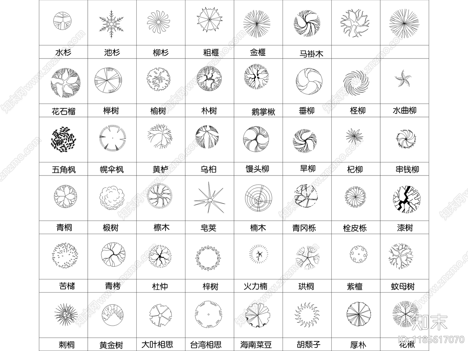 2025最新超全园林景观绿植CAD图库cad施工图下载【ID:1185617070】