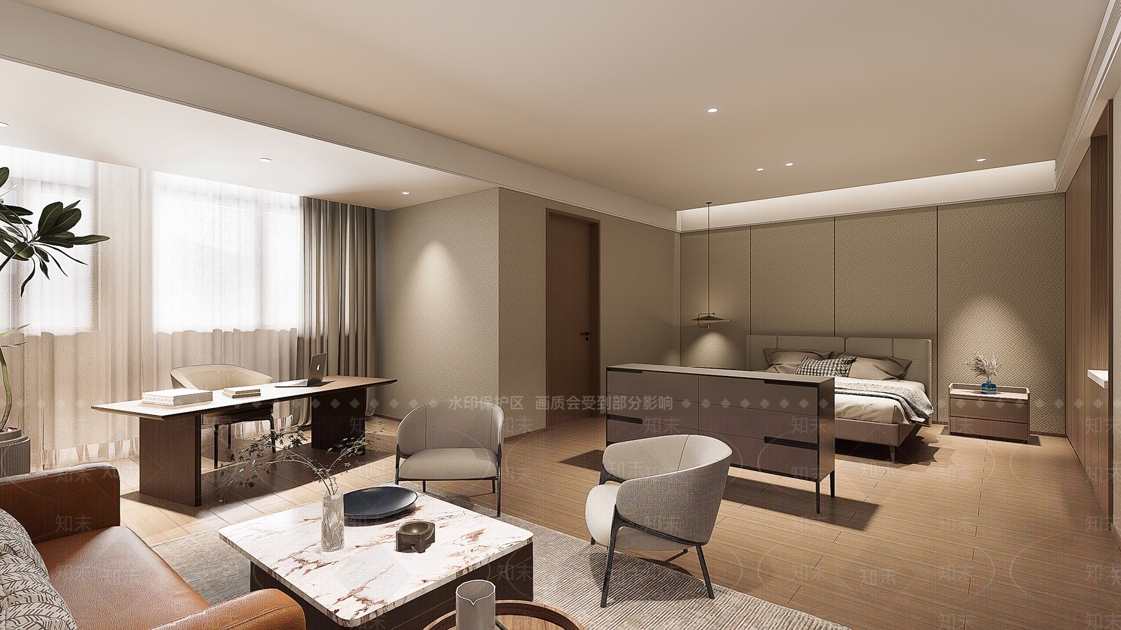 现代酒店客房SU模型下载【ID:1185617031】