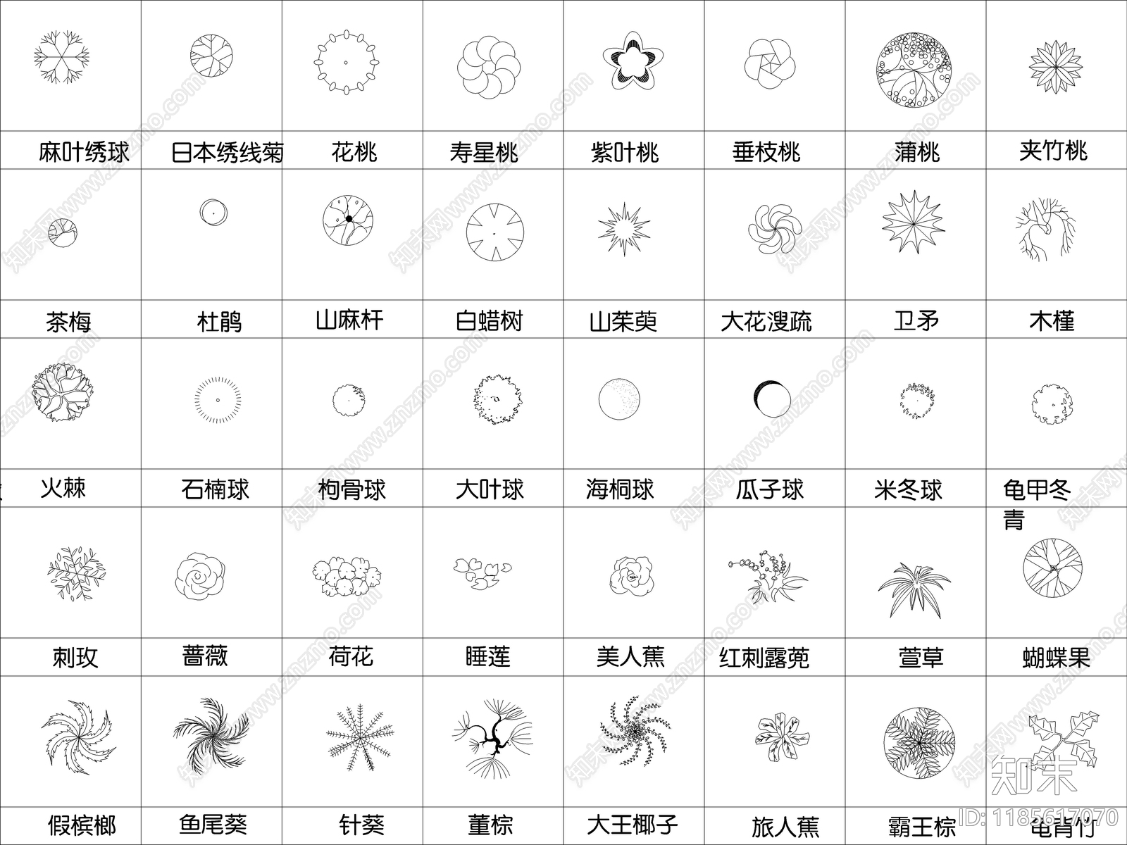 2025最新超全园林景观绿植CAD图库cad施工图下载【ID:1185617070】