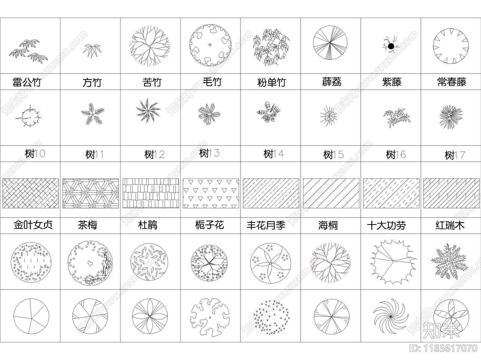 2025最新超全园林景观绿植CAD图库cad施工图下载【ID:1185617070】