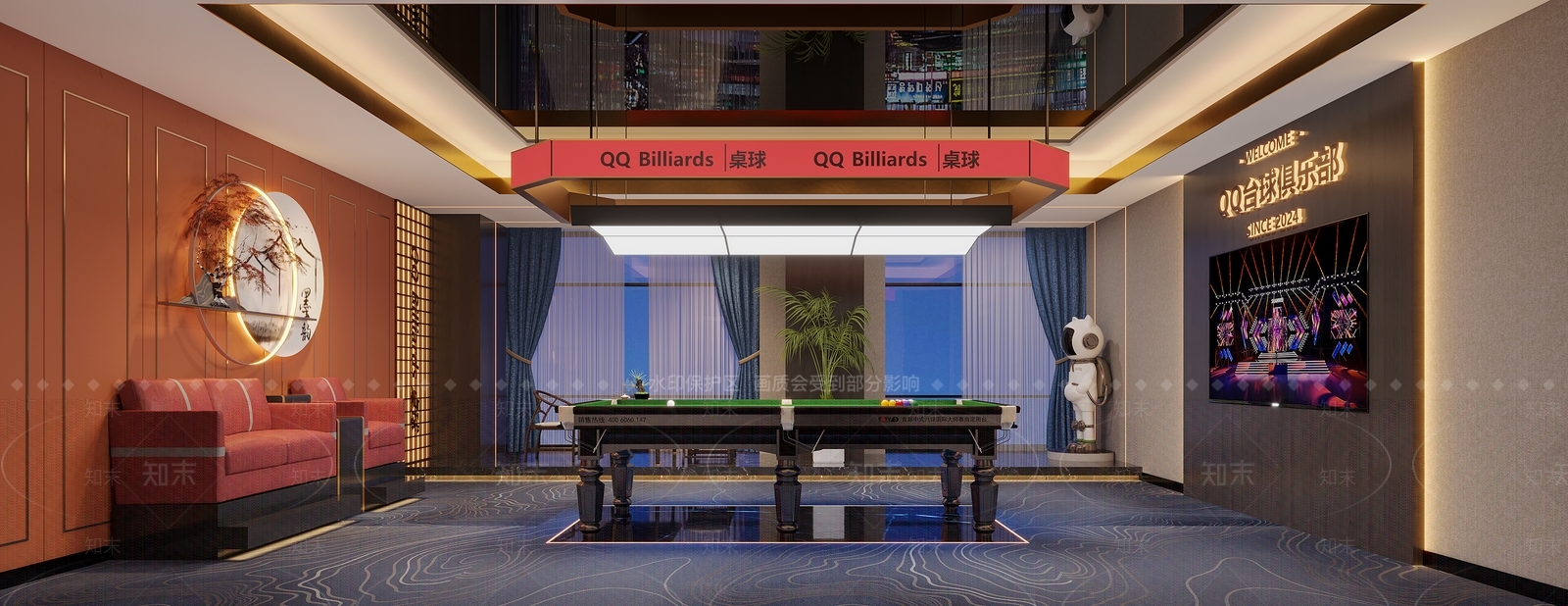 现代台球室3D模型下载【ID:1215016081】