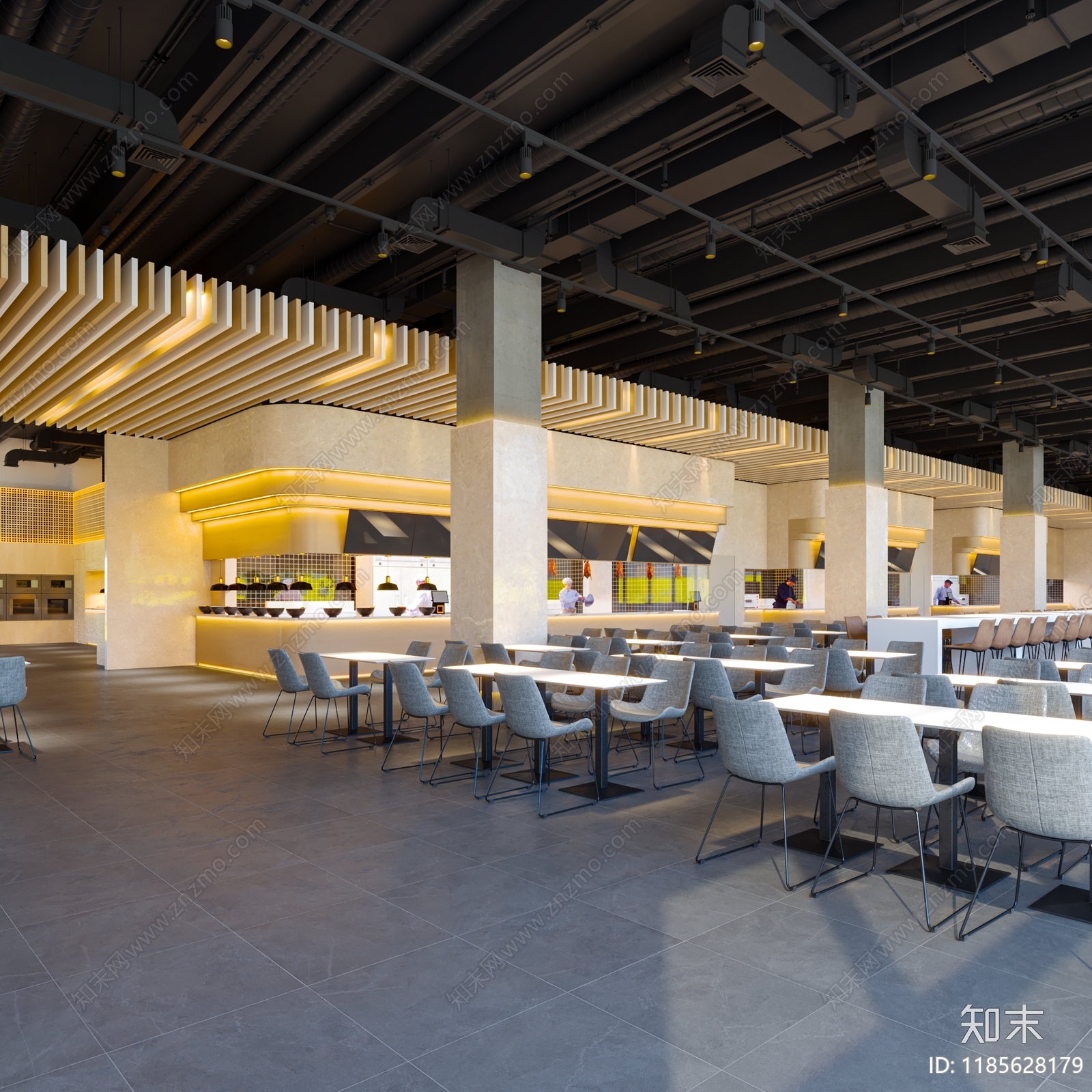 现代食堂cad施工图下载【ID:1185628179】
