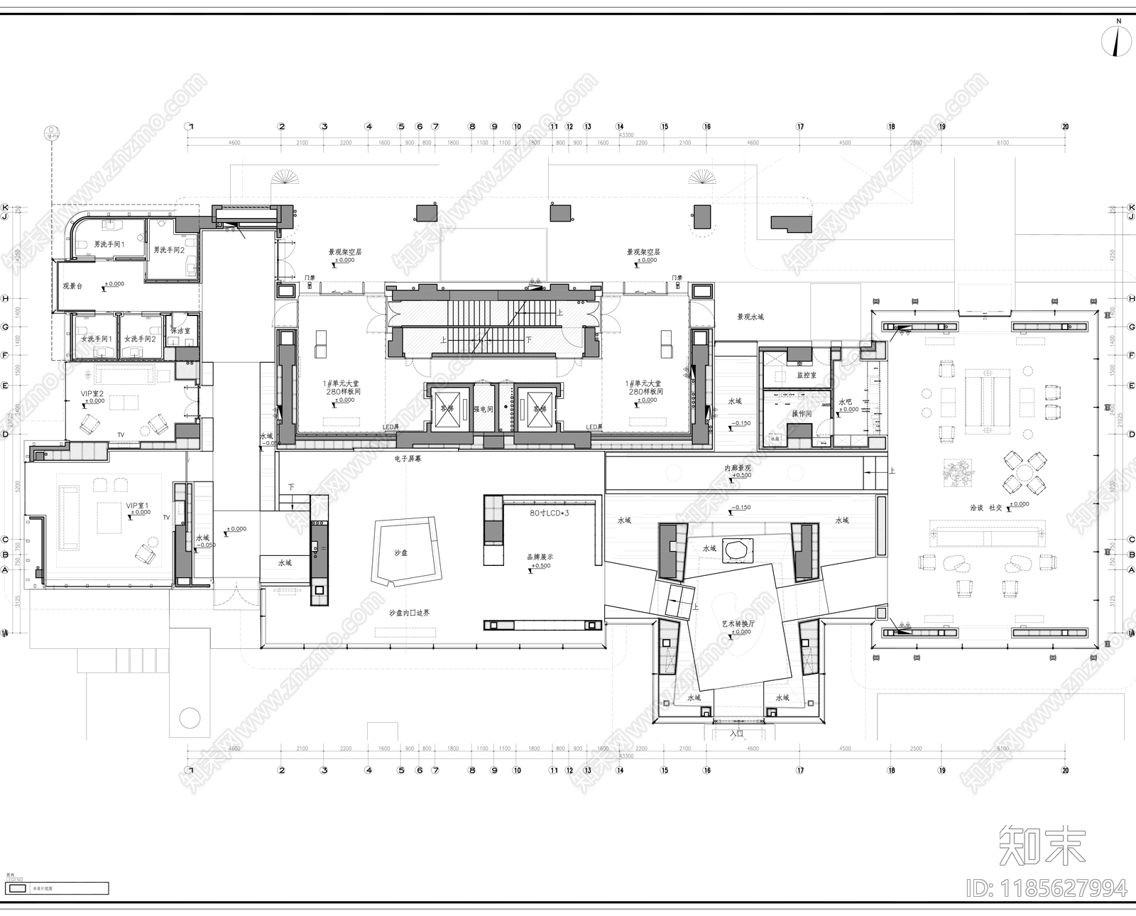现代工业售楼处cad施工图下载【ID:1185627994】