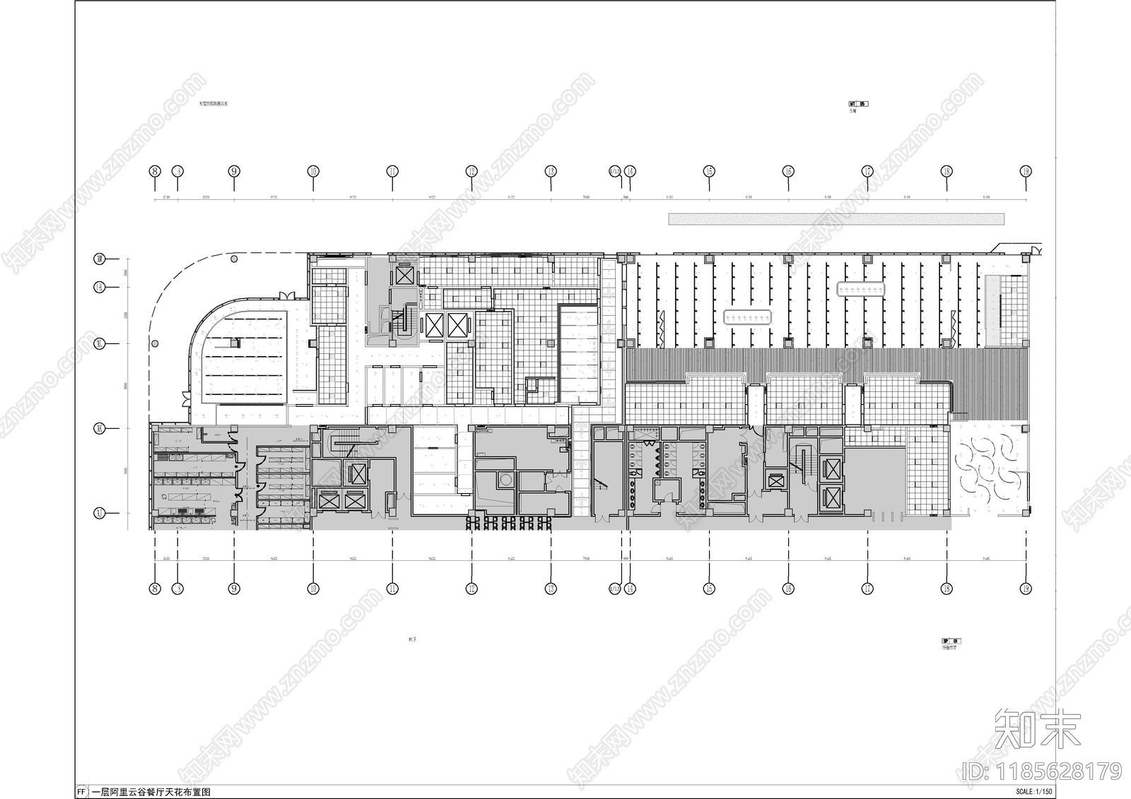 现代食堂cad施工图下载【ID:1185628179】