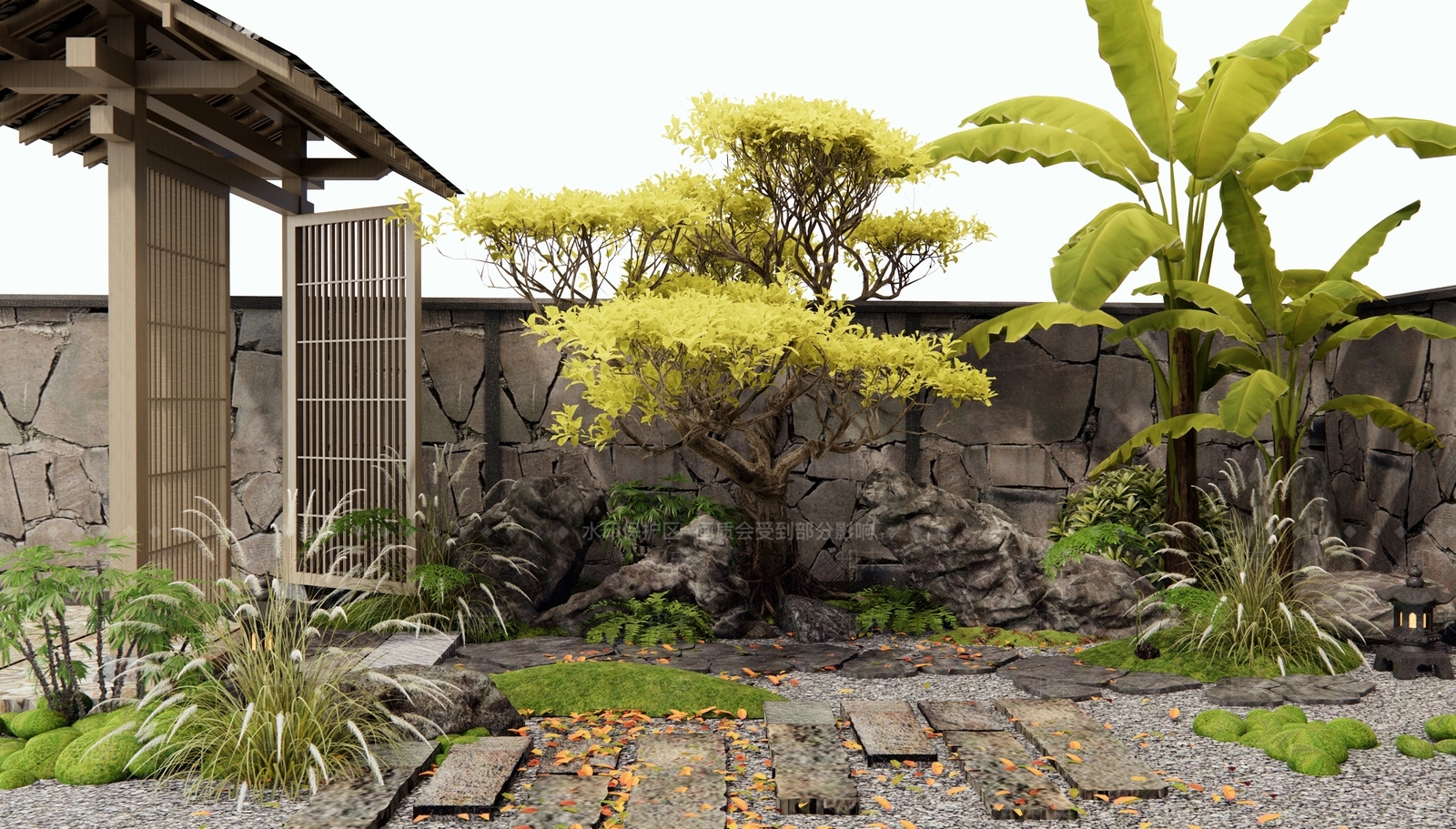 日式禅意庭院3D模型下载【ID:1185628672】