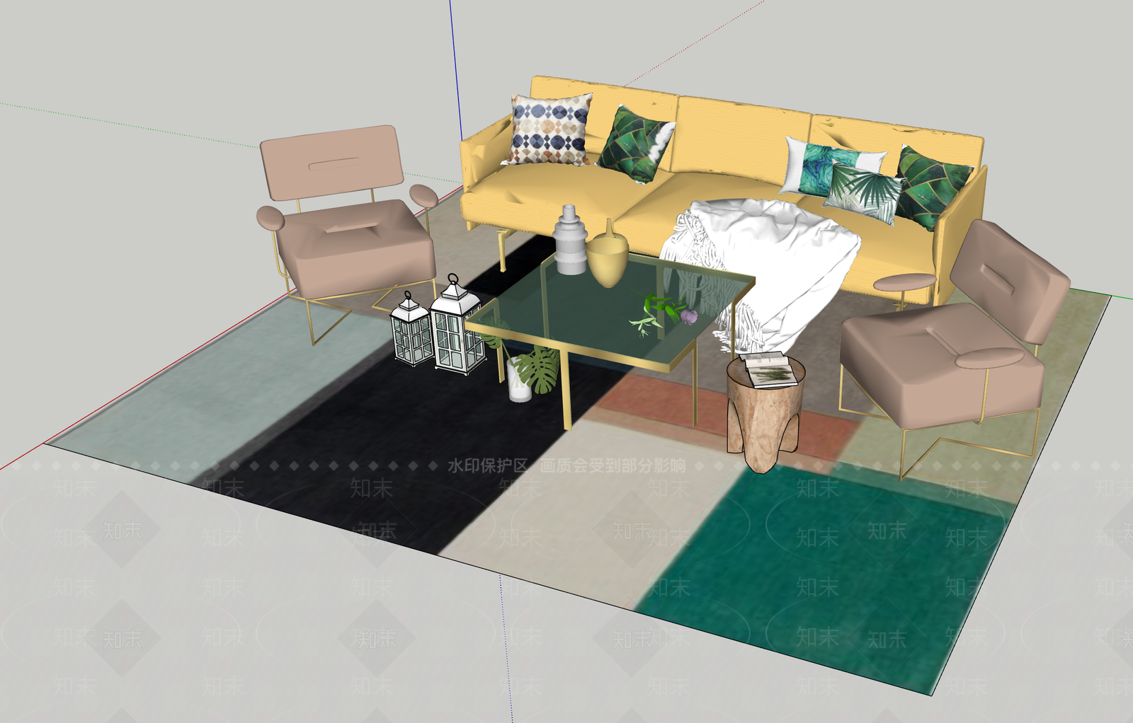 欧式沙发组合SU模型下载【ID:1185628894】