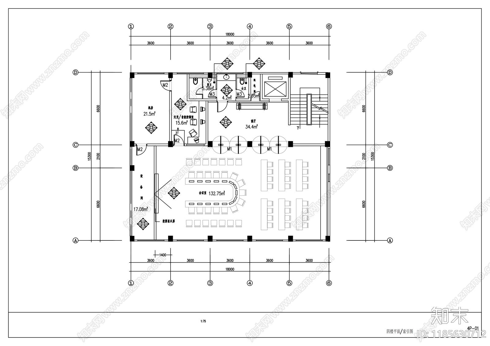 现代整体办公空间cad施工图下载【ID:1185630712】
