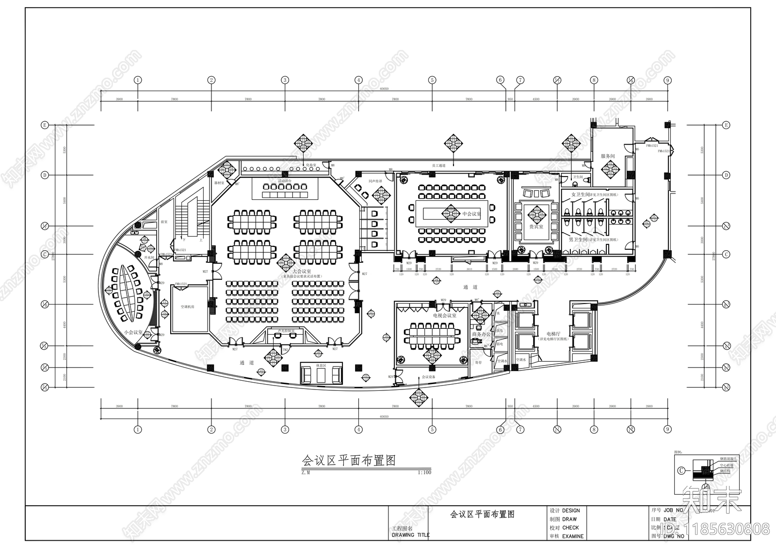 现代整体办公空间cad施工图下载【ID:1185630808】