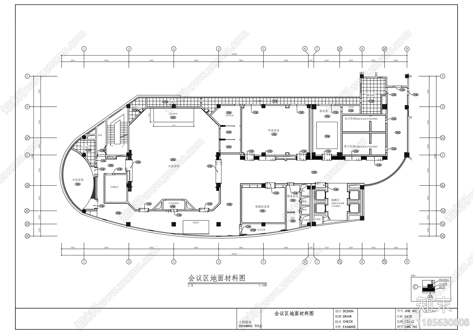 现代整体办公空间cad施工图下载【ID:1185630808】