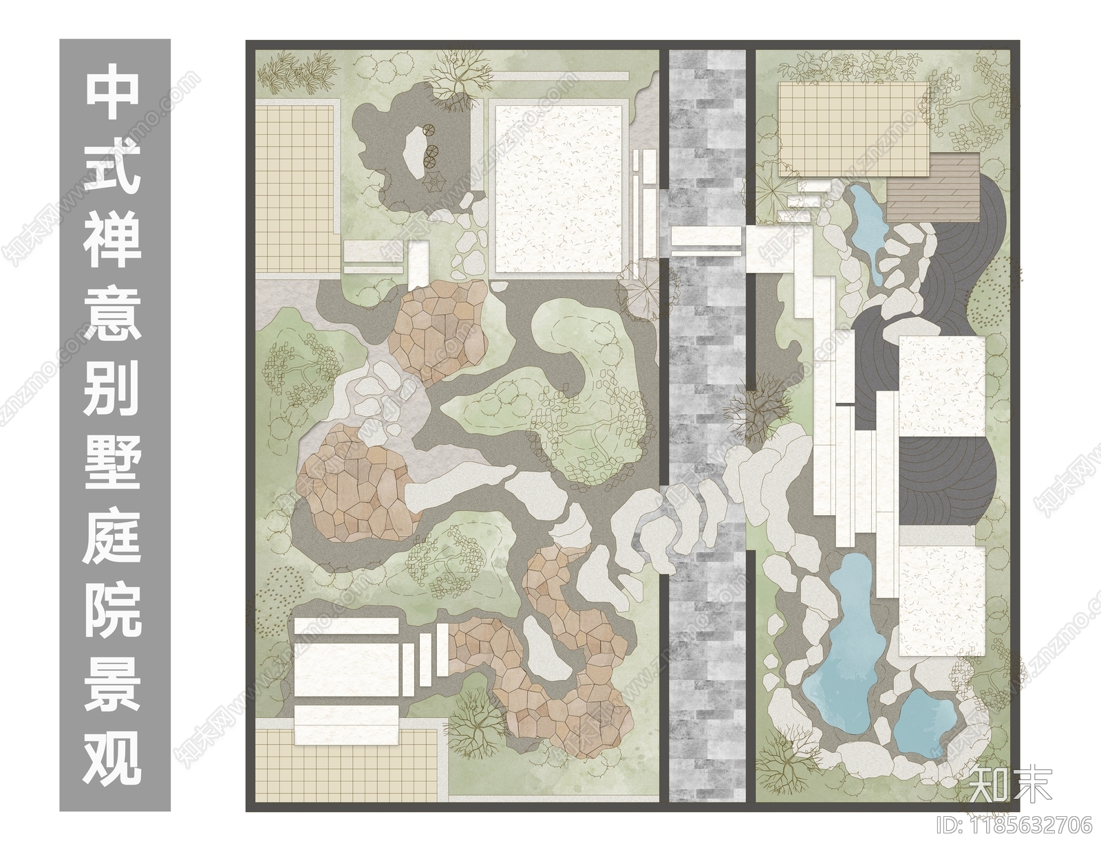 中式禅意庭院施工图下载【ID:1185632706】