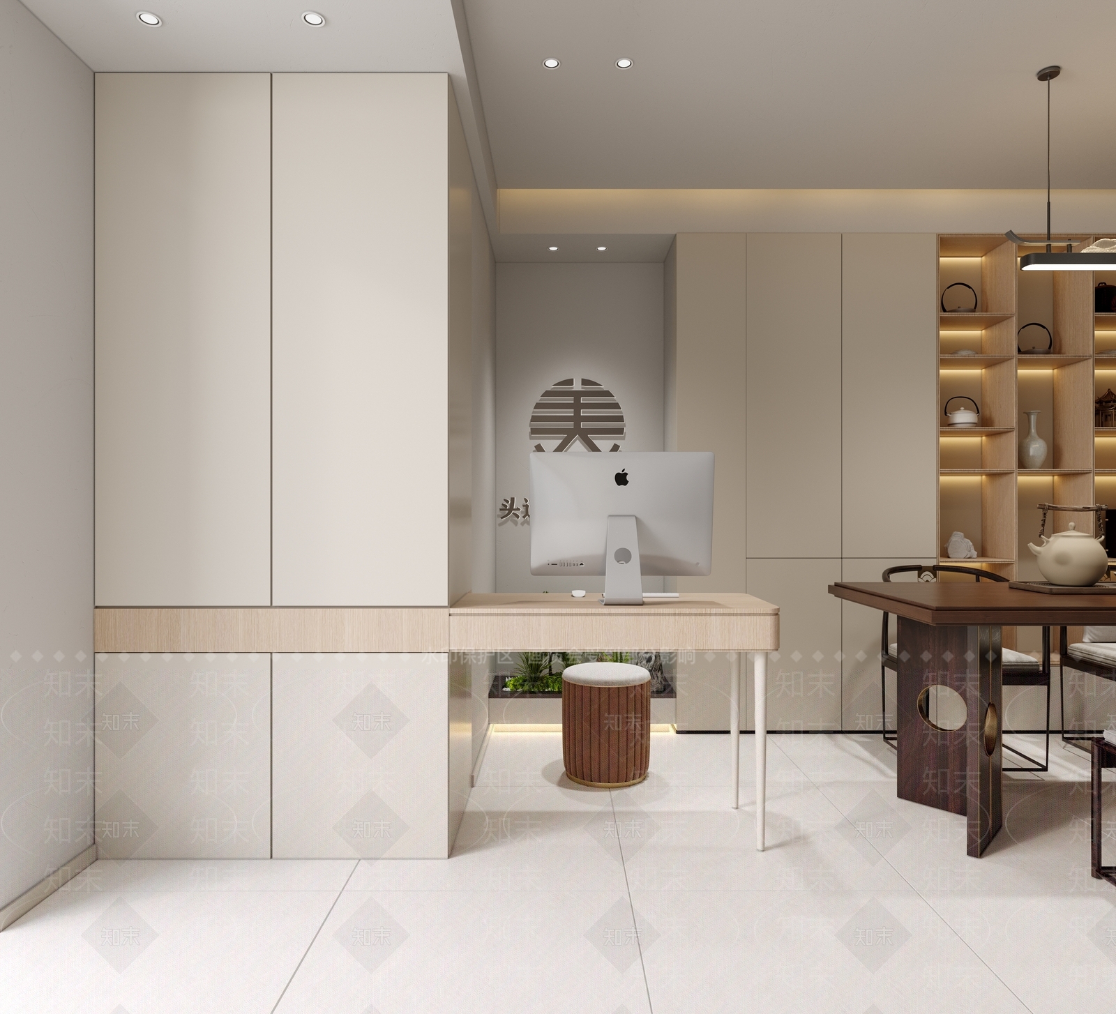 新中式现代茶水间3D模型下载【ID:1185632762】