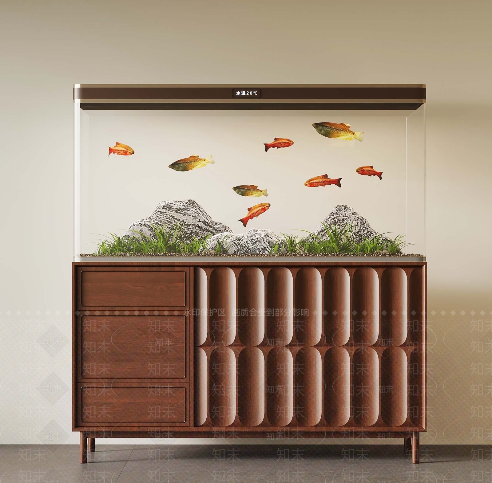 法式鱼缸3D模型下载【ID:1185633303】