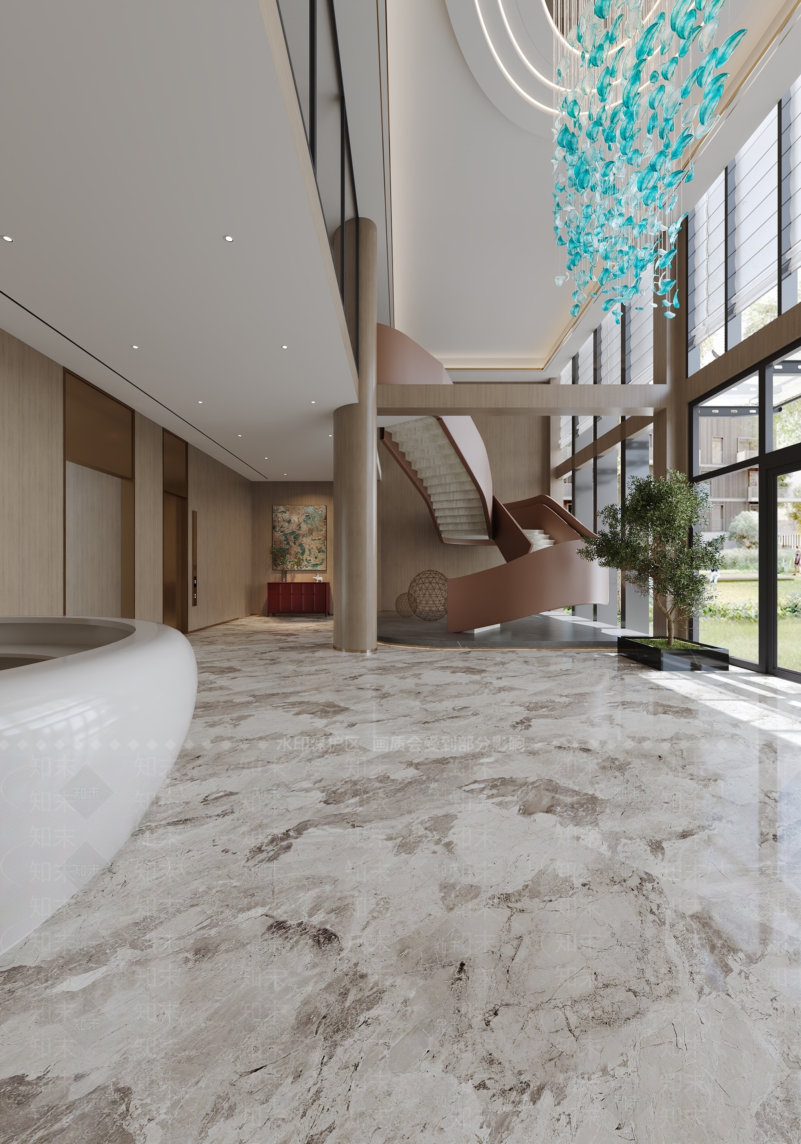 办公大厅3D模型下载【ID:1185636474】