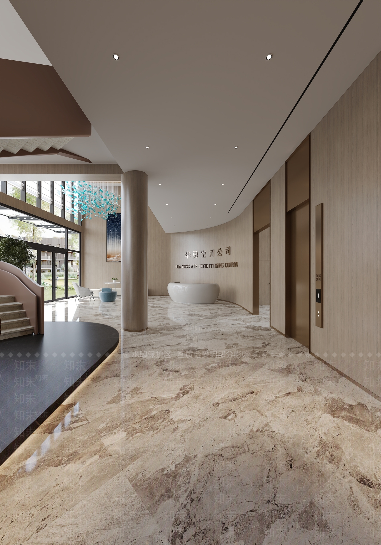 办公大厅3D模型下载【ID:1185636474】