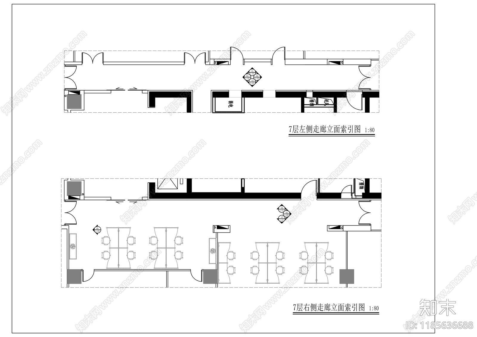 现代整体办公空间cad施工图下载【ID:1185636688】