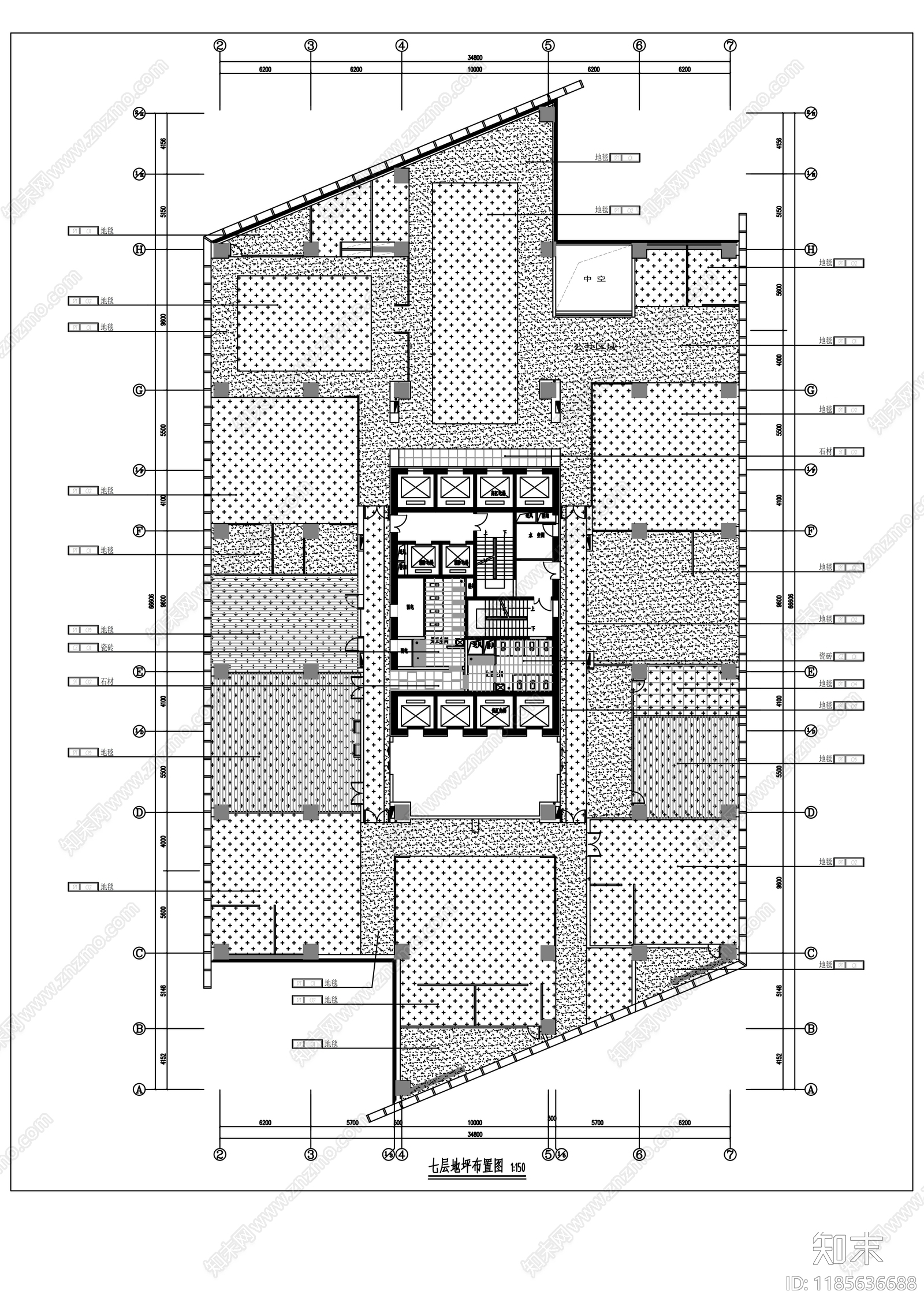 现代整体办公空间cad施工图下载【ID:1185636688】