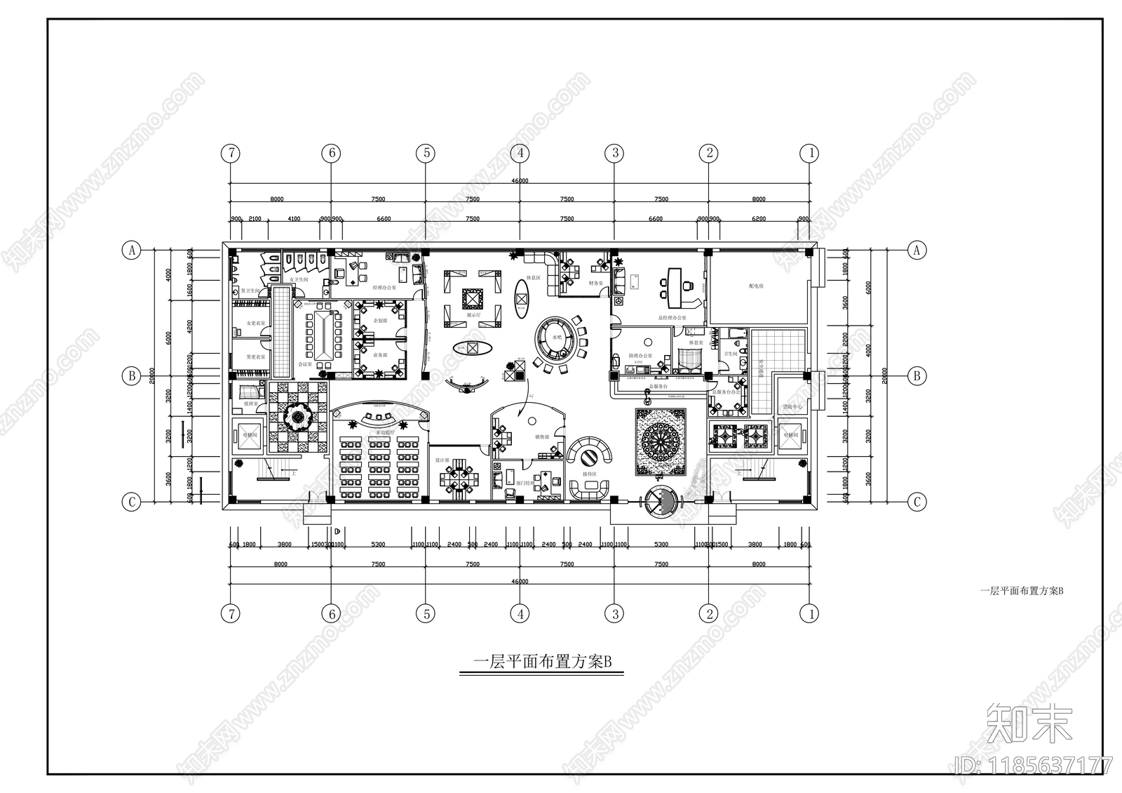 现代整体办公空间cad施工图下载【ID:1185637177】