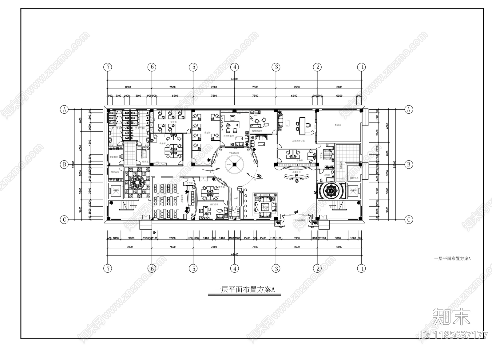 现代整体办公空间cad施工图下载【ID:1185637177】