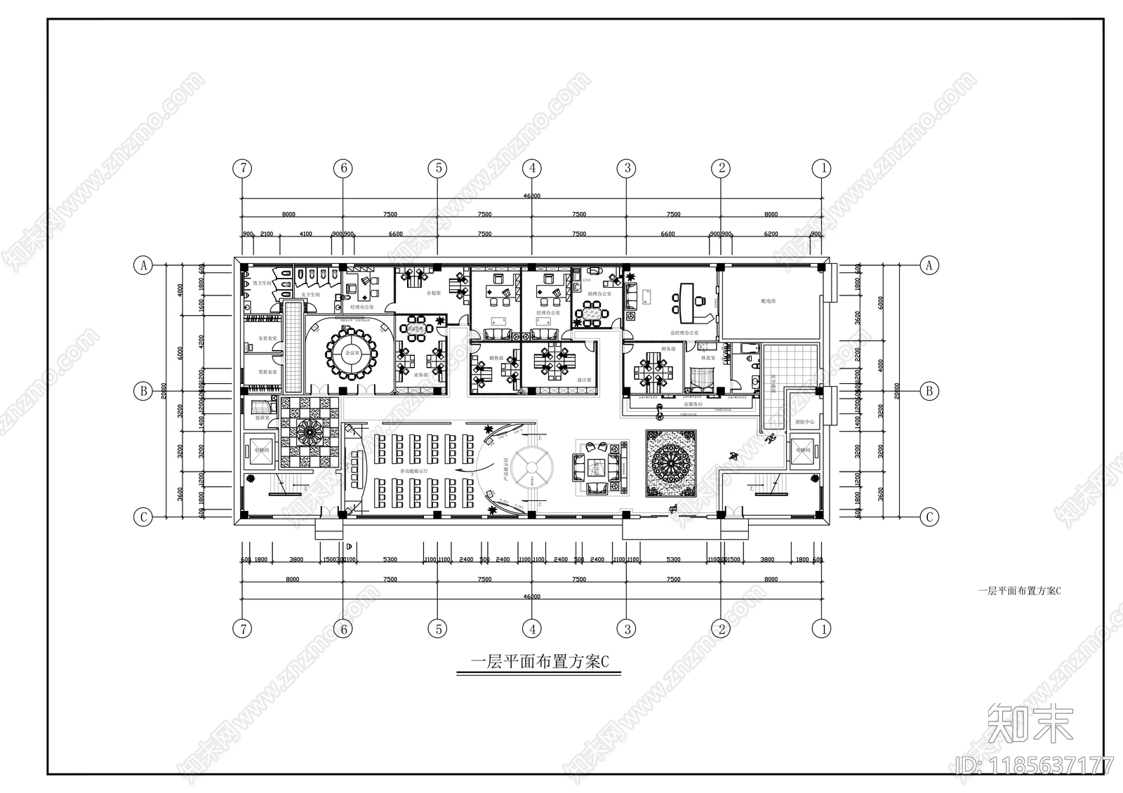 现代整体办公空间cad施工图下载【ID:1185637177】