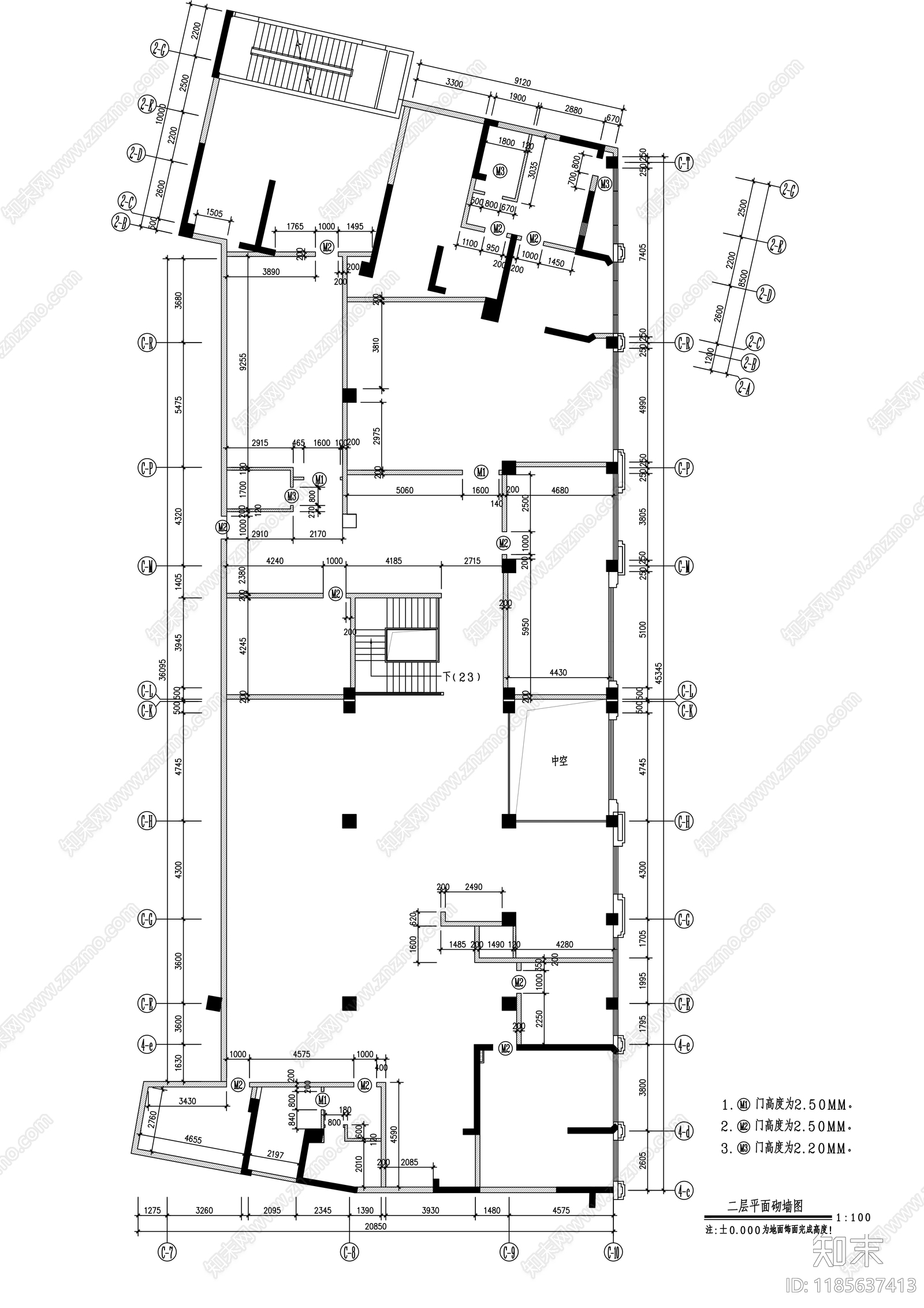 现代整体办公空间cad施工图下载【ID:1185637413】