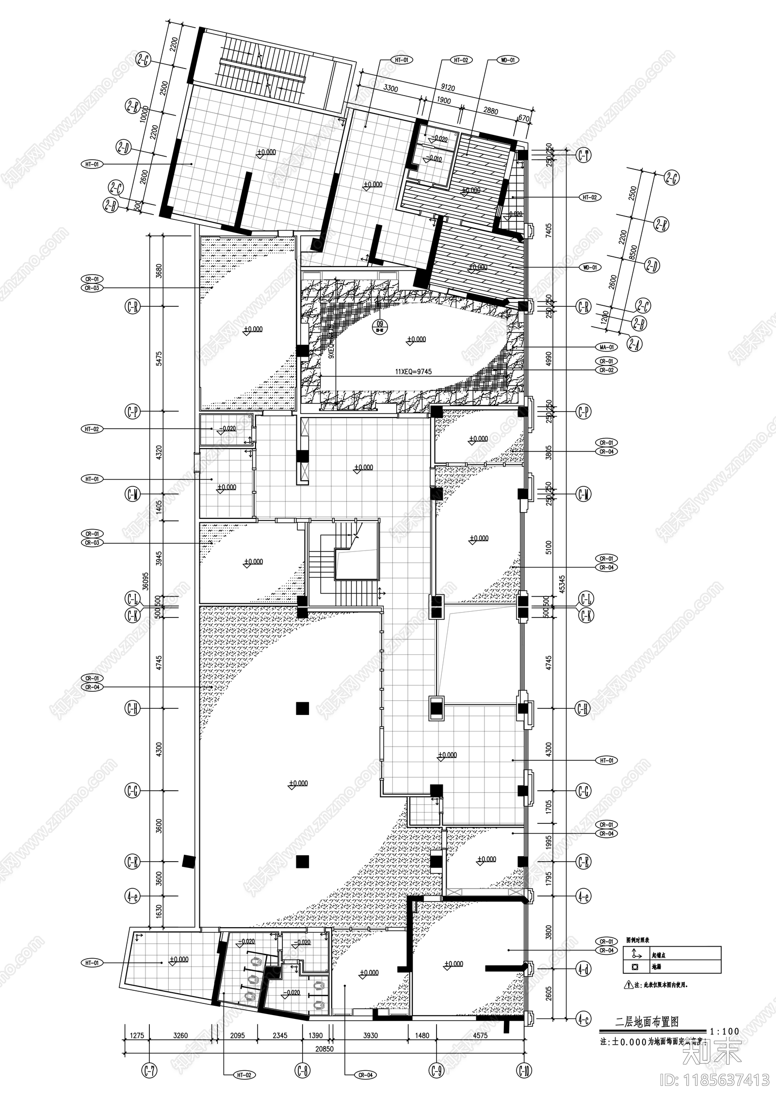 现代整体办公空间cad施工图下载【ID:1185637413】