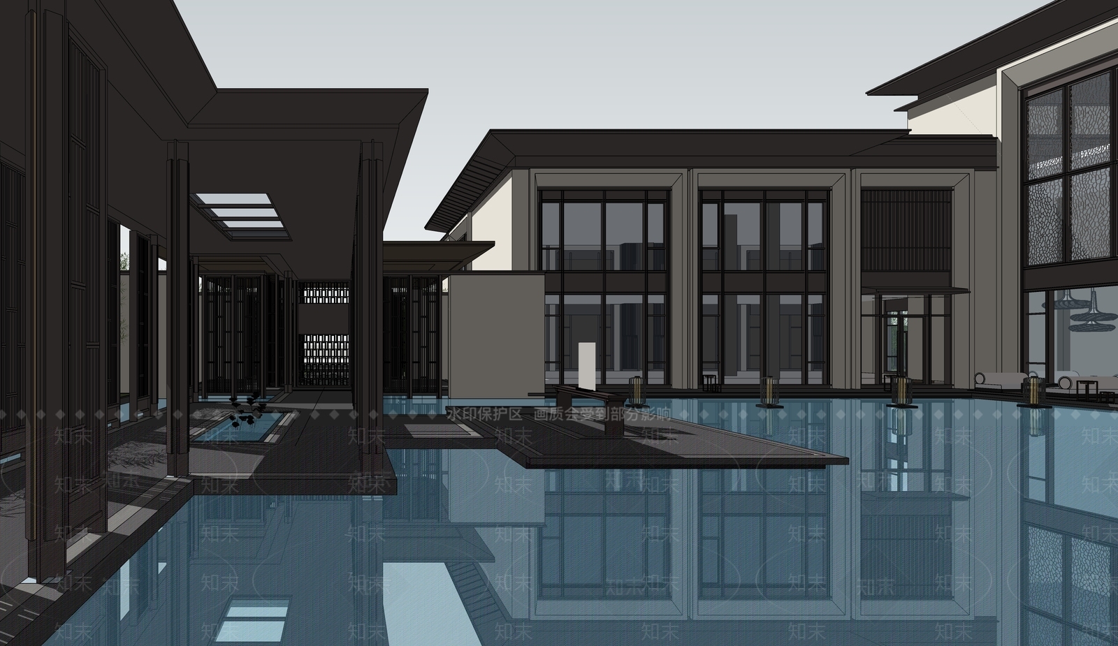 新中式中式小公建SU模型下载【ID:1185637994】