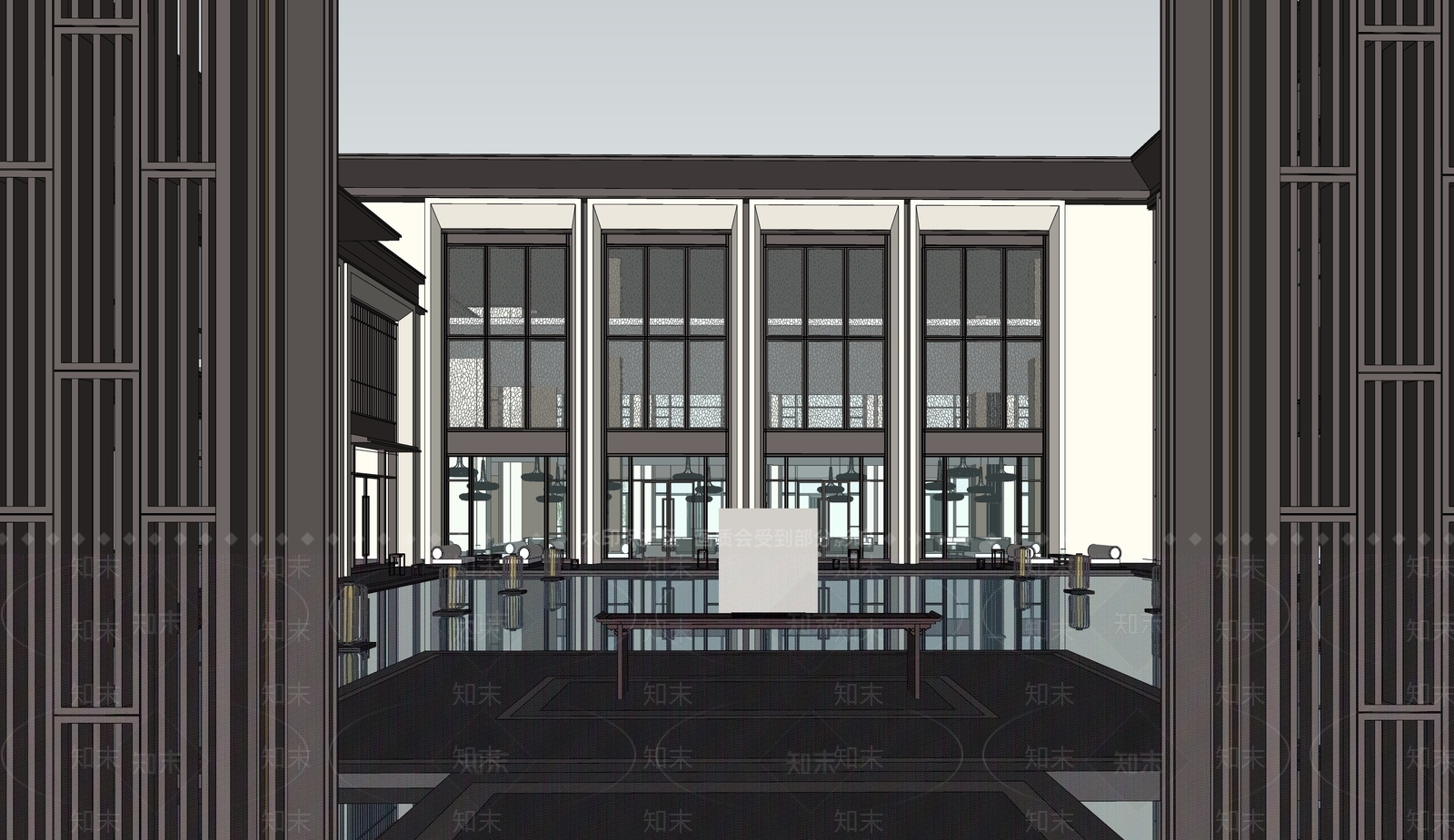 新中式中式小公建SU模型下载【ID:1185637994】