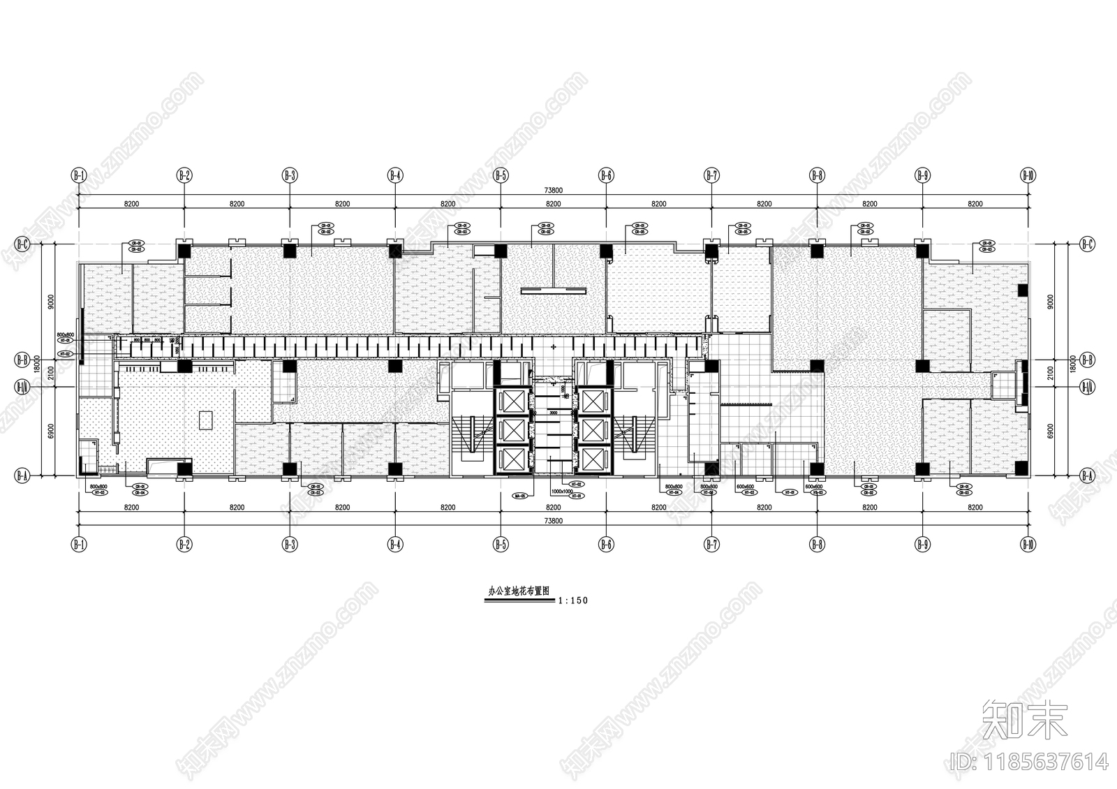 现代整体办公空间cad施工图下载【ID:1185637614】